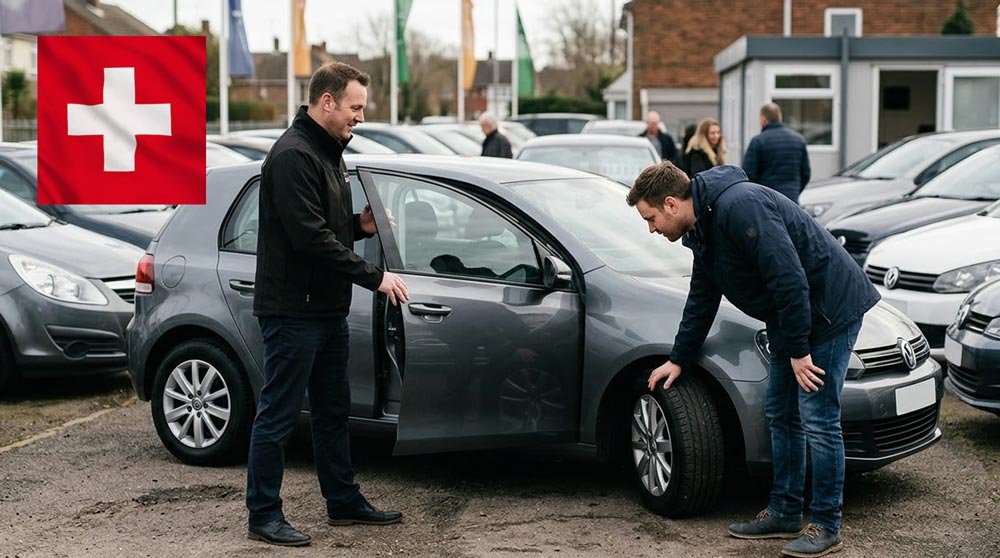 Besichtigung eines Gebrauchtwagens vor dem Autoankauf in der Schweiz
